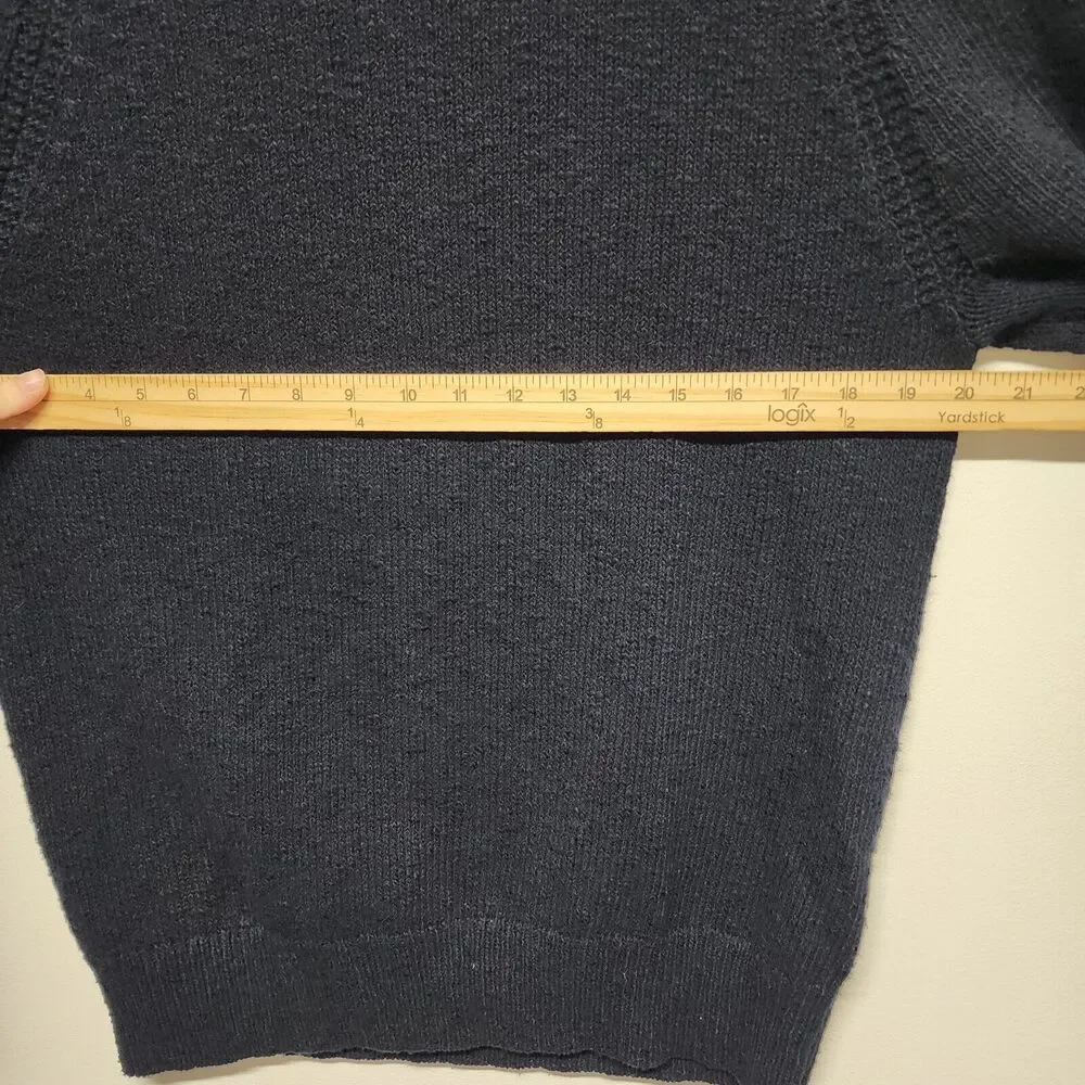 J.Crew Mens Pullover Sweater Size M Dark Blue 100% Cotton Preppy Classic Dad